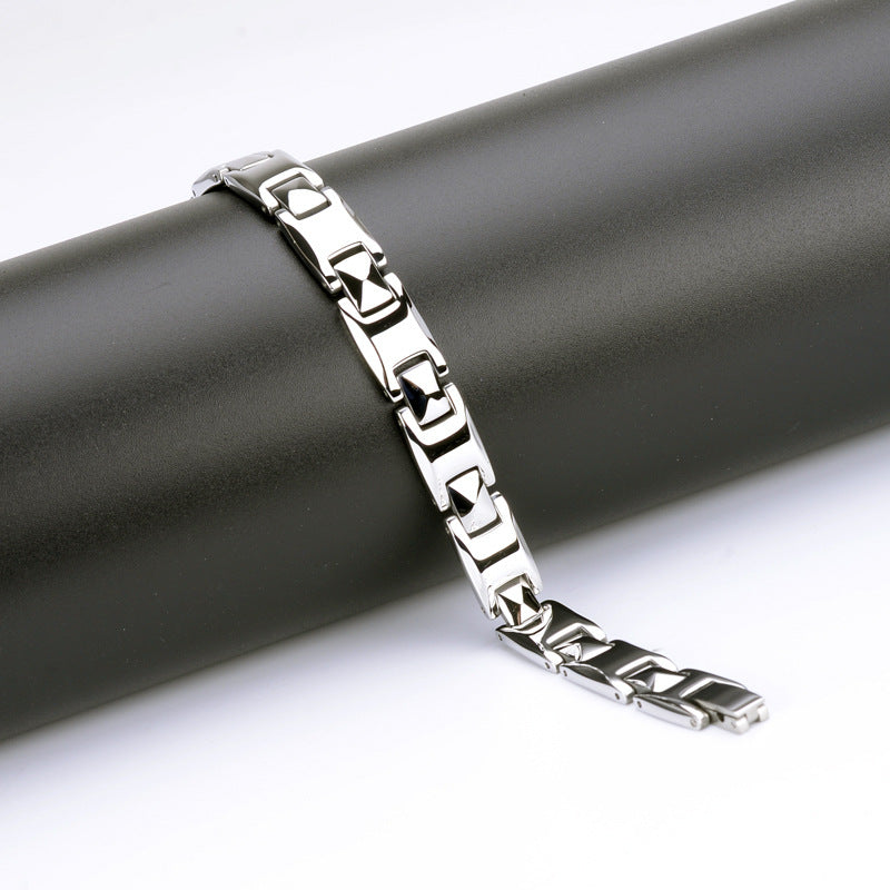 Men's Stainless Steel Titanium Germanium Stone Valentine's Day Bracelet