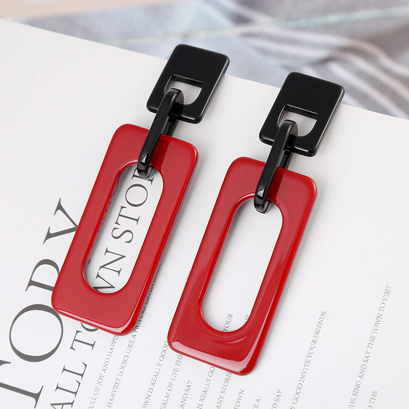 Women's Eye-catching Large Temperament Long Personalized Eardrops Versatile Contrast Color Earrings