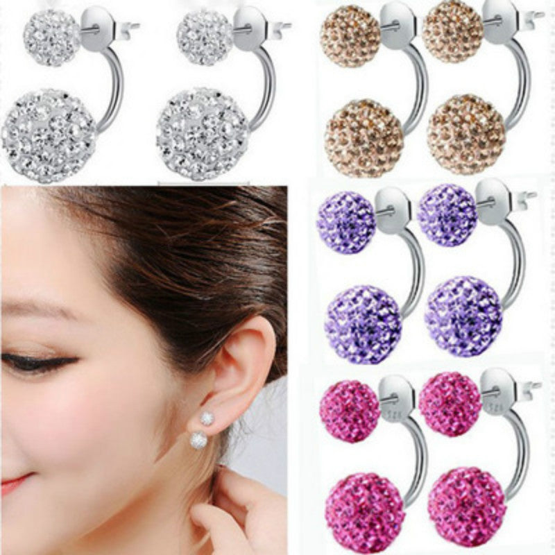 Women's Rhinestone Ball Ear Clip Small Fashion Earrings