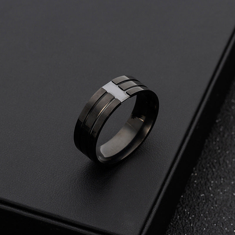 Men's Personalized Stainless Steel Black Zircon Trendy Rings