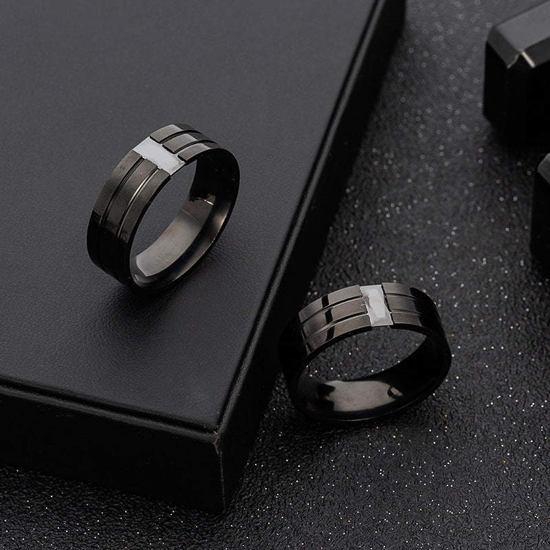 Men's Personalized Stainless Steel Black Zircon Trendy Rings