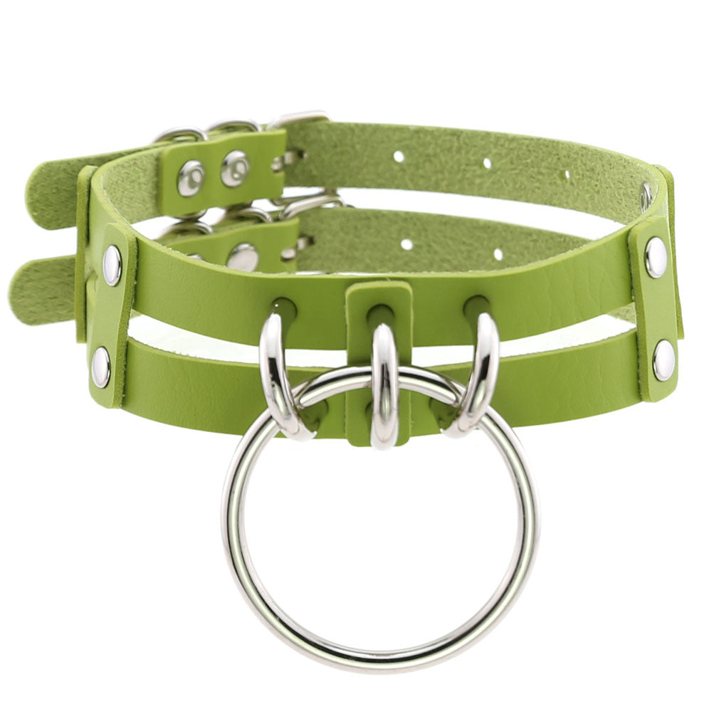Leather O-shaped Round Punk Gothic Two-line Neck Collar