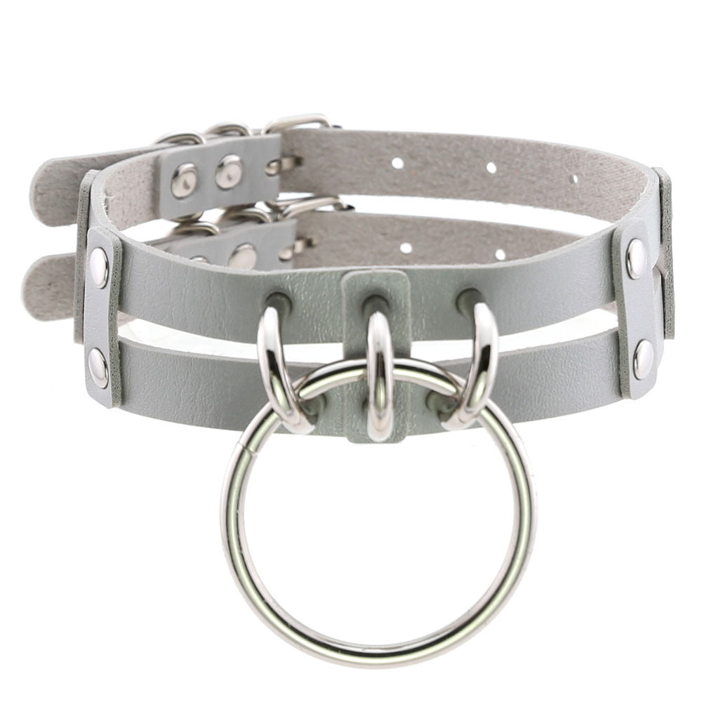 Leather O-shaped Round Punk Gothic Two-line Neck Collar