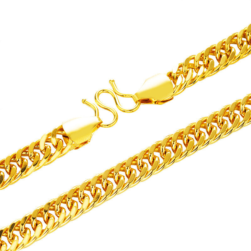 Men's Accessories Glossy Double Buckle Gold Plated Necklaces