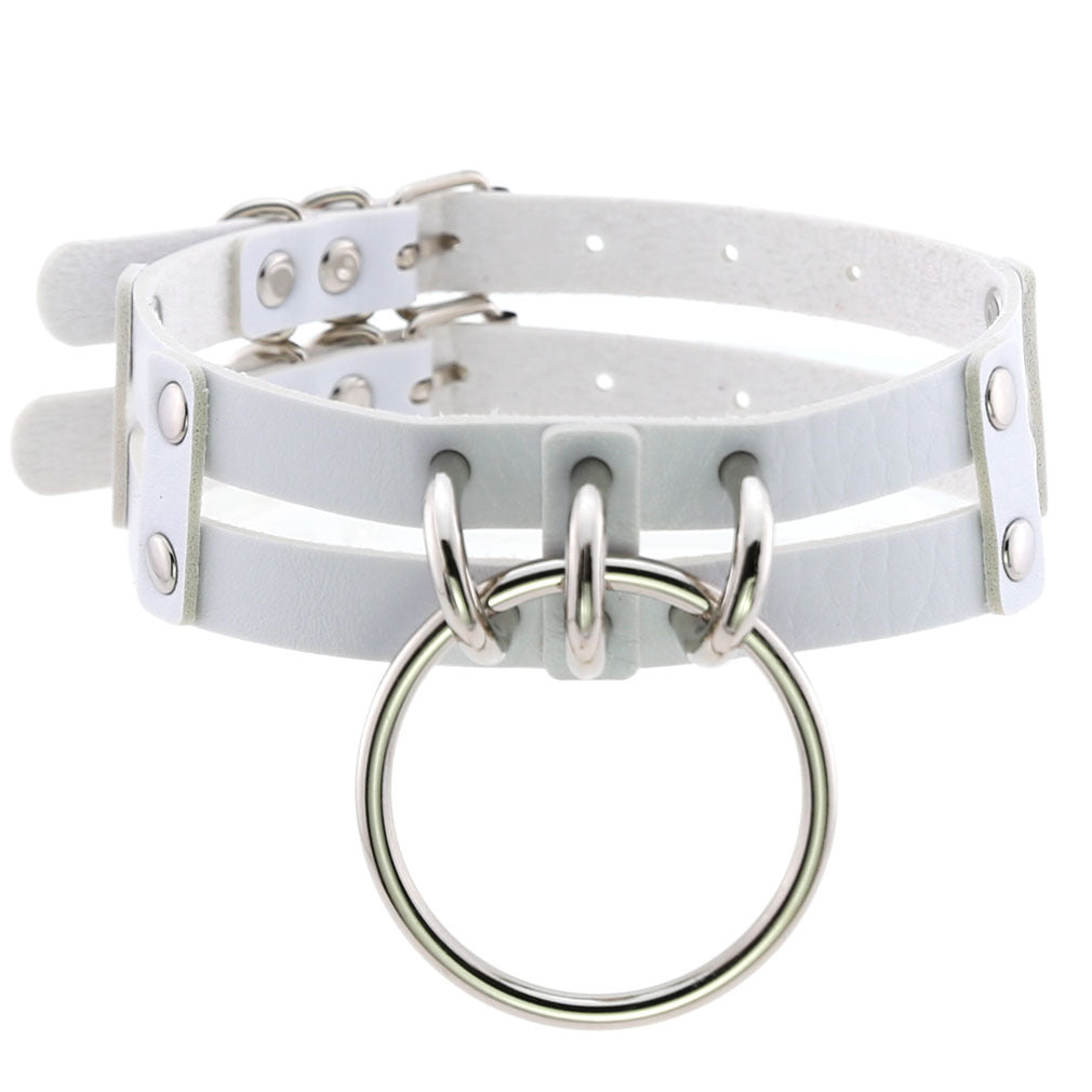 Leather O-shaped Round Punk Gothic Two-line Neck Collar