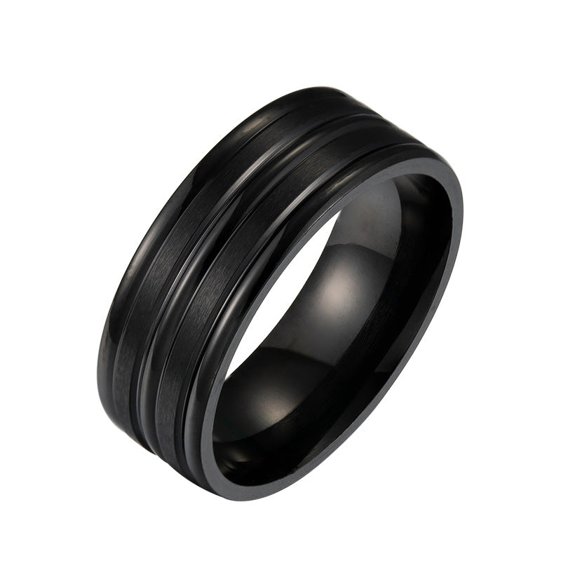 Men's Wide Stainless Steel Frosted Simple Fashion Rings