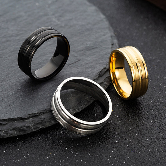 Men's Wide Stainless Steel Frosted Simple Fashion Rings