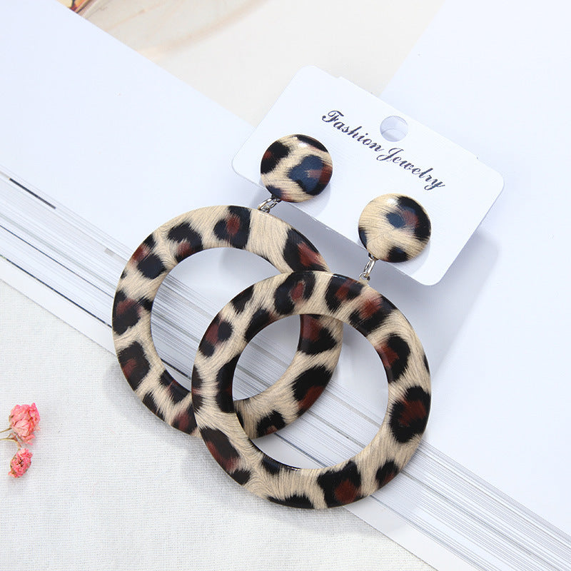 Women's Fashion Leather Trendy Exaggerated Big Round Earrings