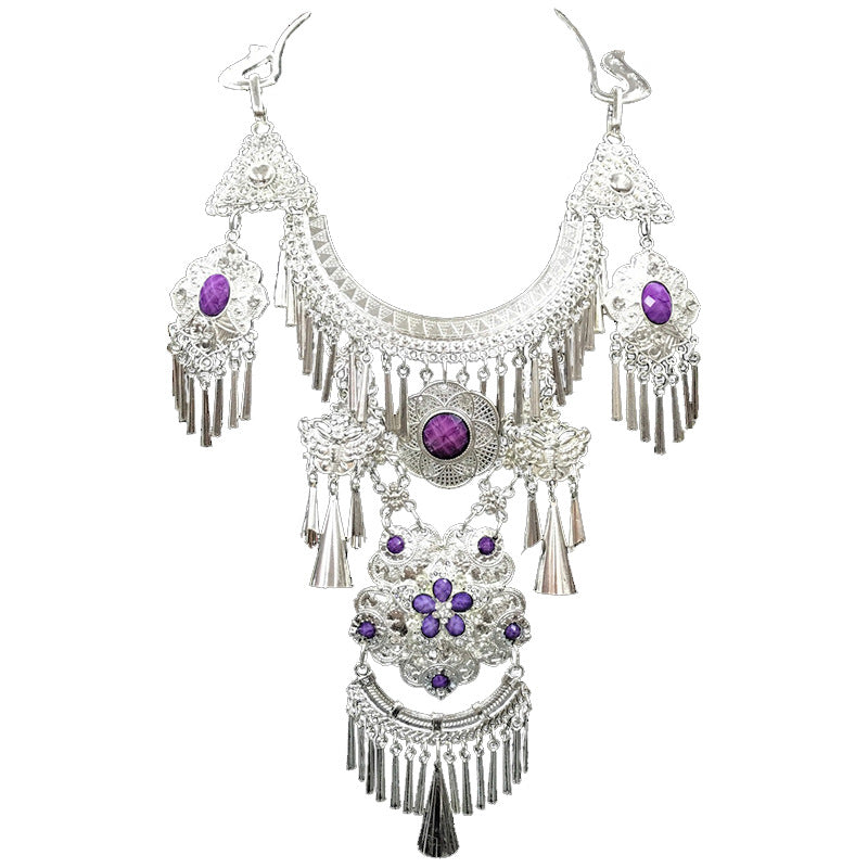 Ethnic Style Gem Ancient Large Miao Sier Collar