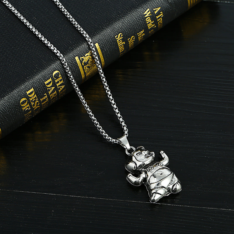 Men's Lucky Elephant Titanium Steel Life Pig Sweater Chain Necklace