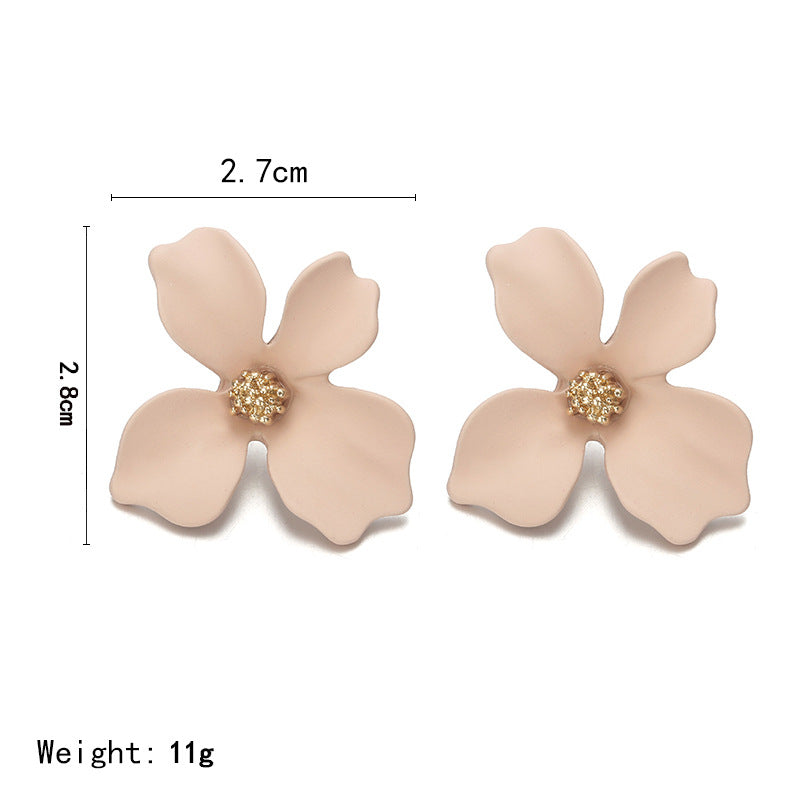 Petal Fresh Temperament Colors Flower Alloy Spray Earrings