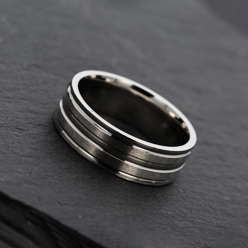 Men's Wide Stainless Steel Frosted Simple Fashion Rings