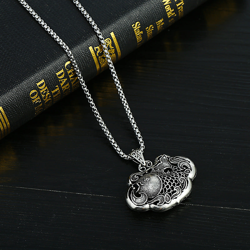 Men's Lucky Elephant Titanium Steel Life Pig Sweater Chain Necklace