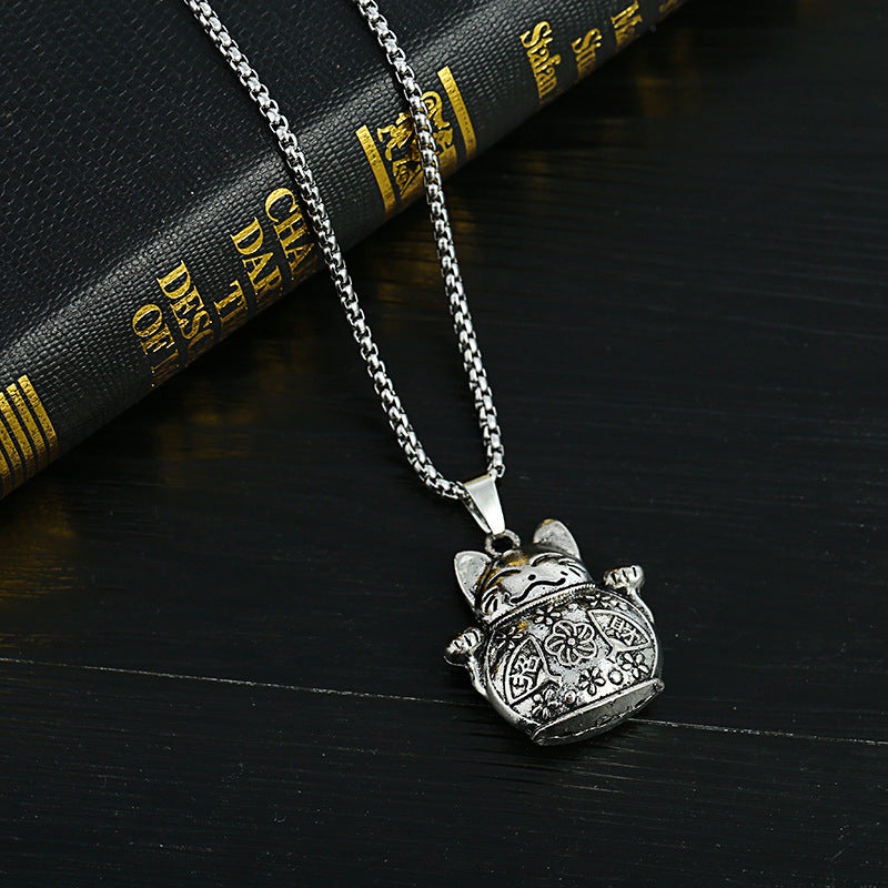 Men's Lucky Elephant Titanium Steel Life Pig Sweater Chain Necklace