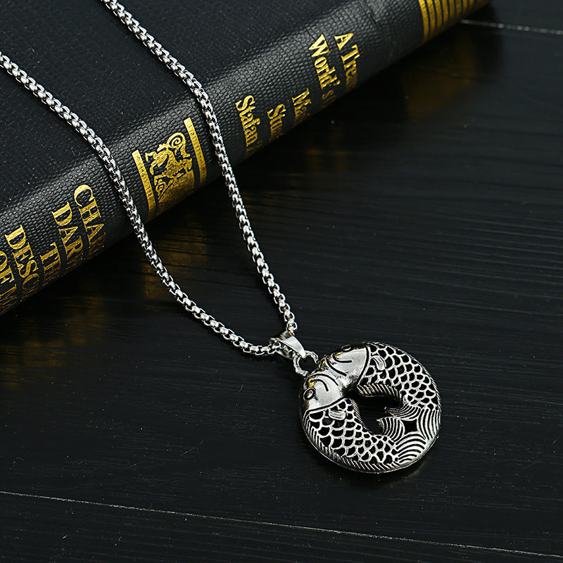 Men's Lucky Elephant Titanium Steel Life Pig Sweater Chain Necklace