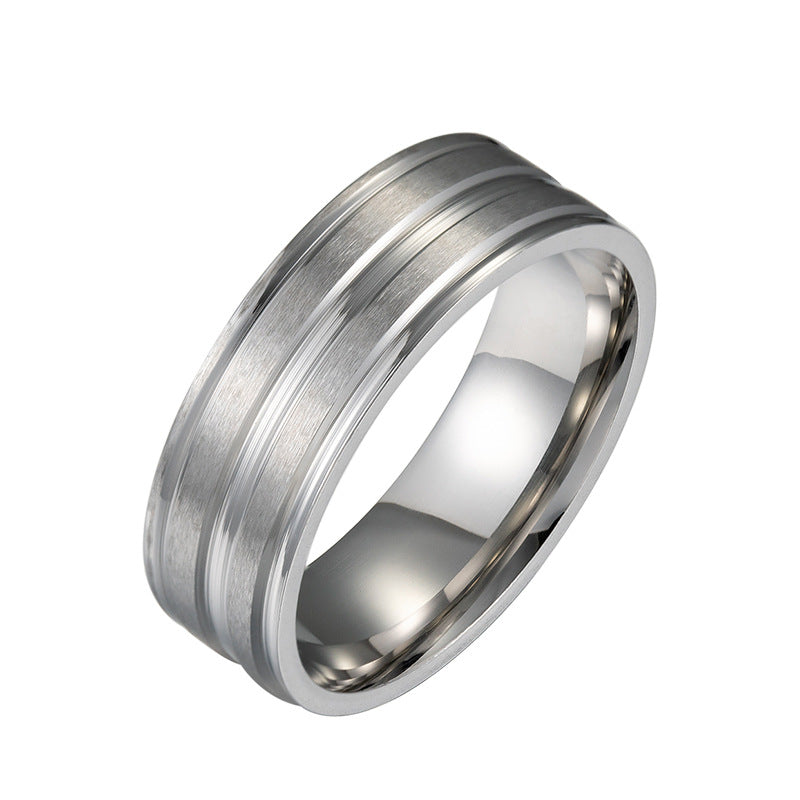 Men's Wide Stainless Steel Frosted Simple Fashion Rings