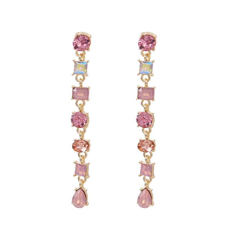 Crystal Small Fresh Long Tassel Fashionable Earrings