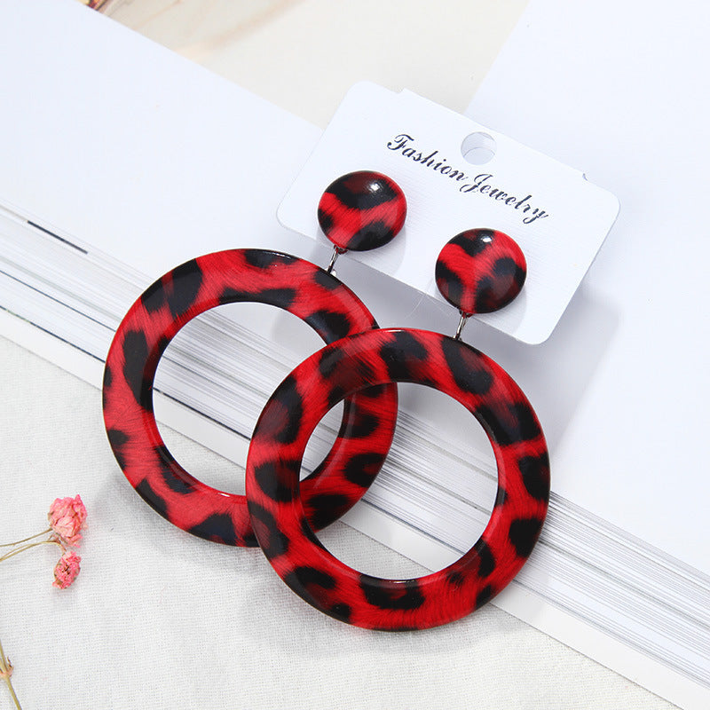 Women's Fashion Leather Trendy Exaggerated Big Round Earrings
