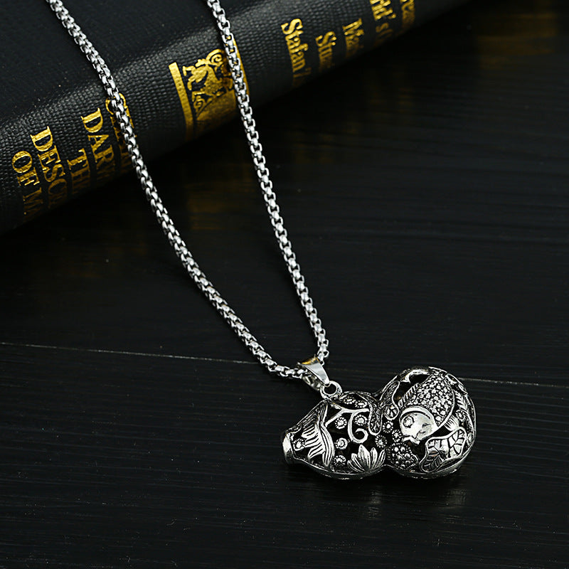 Men's Lucky Elephant Titanium Steel Life Pig Sweater Chain Necklace