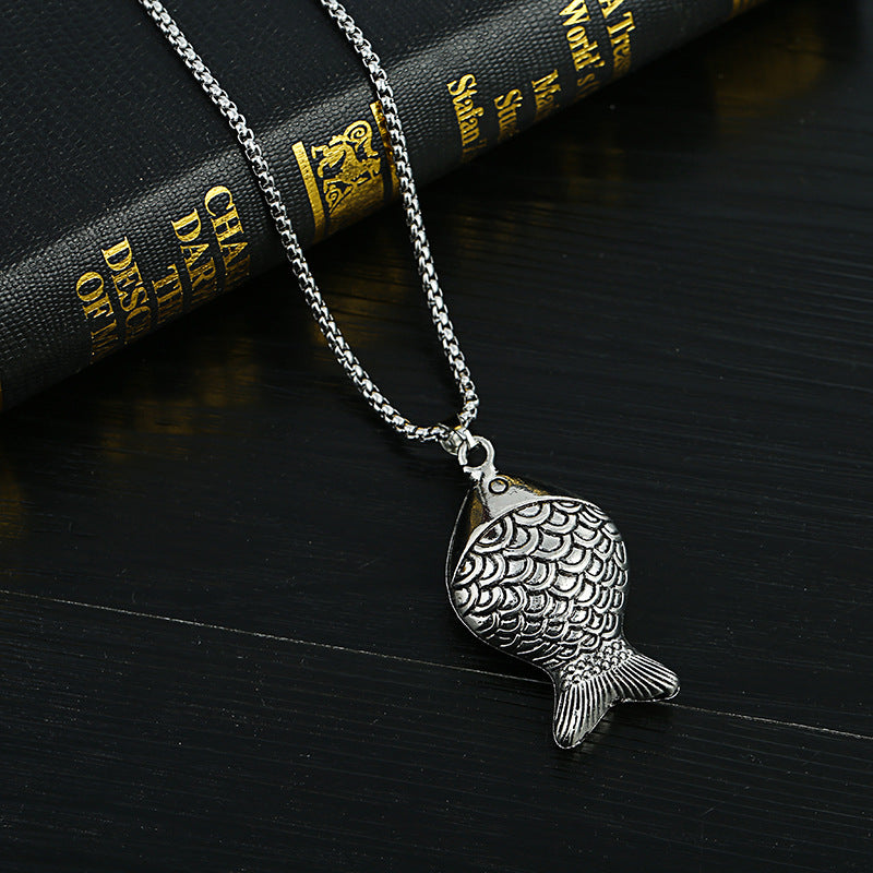 Men's Lucky Elephant Titanium Steel Life Pig Sweater Chain Necklace