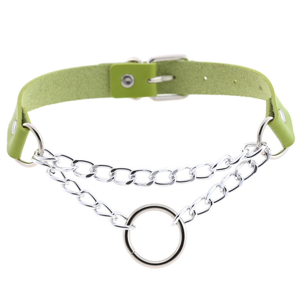 Fashion Leather Neckband Punk Street Shot Chain Neck Necklaces