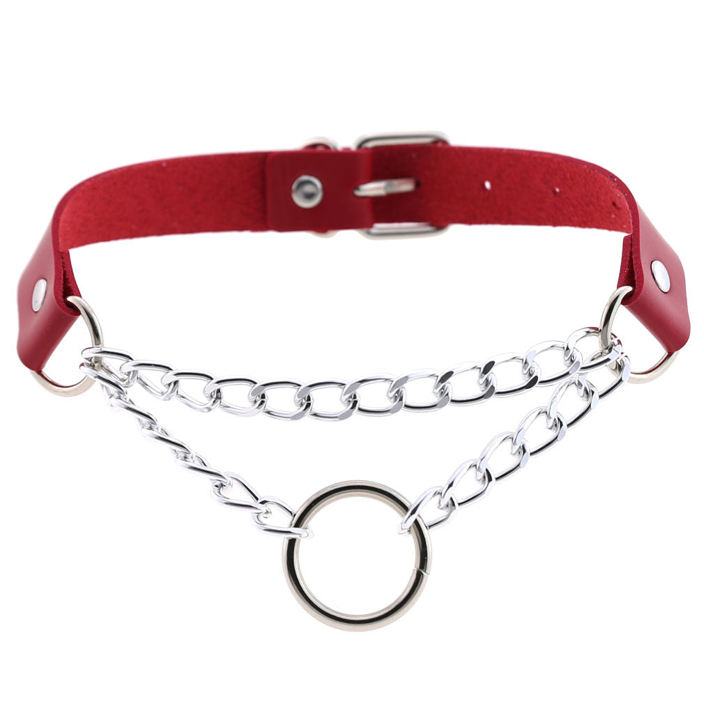 Fashion Leather Neckband Punk Street Shot Chain Neck Necklaces