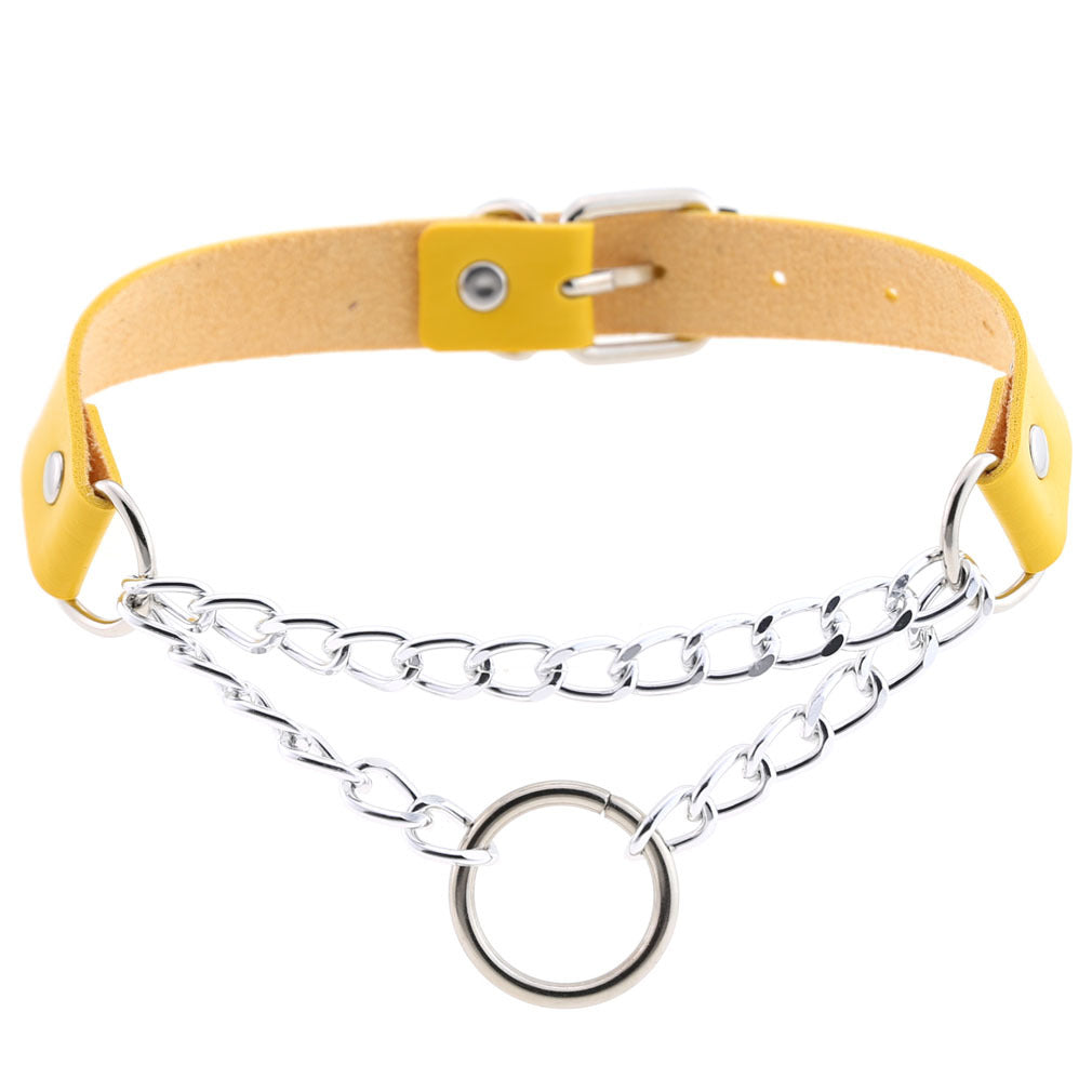 Fashion Leather Neckband Punk Street Shot Chain Neck Necklaces