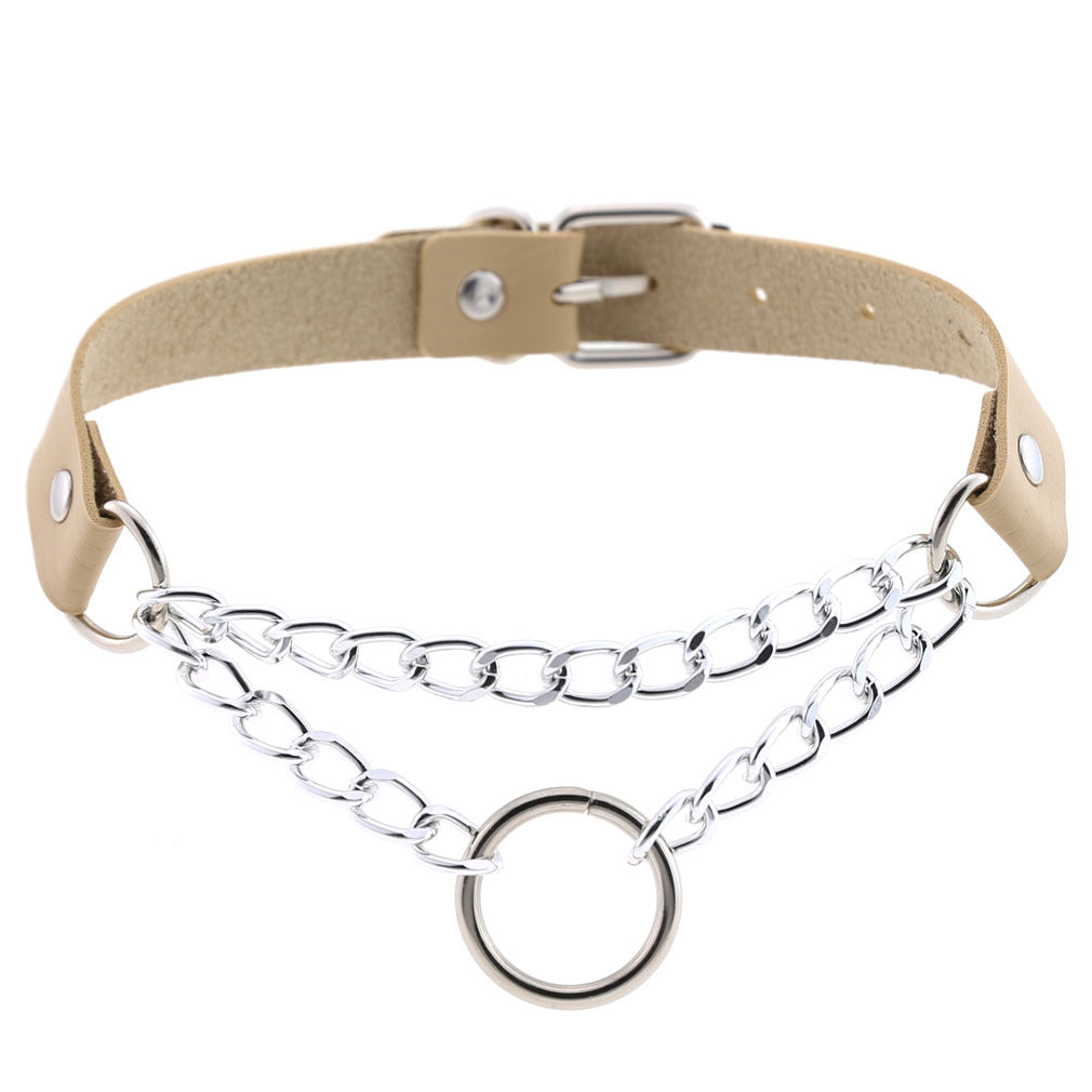 Fashion Leather Neckband Punk Street Shot Chain Neck Necklaces