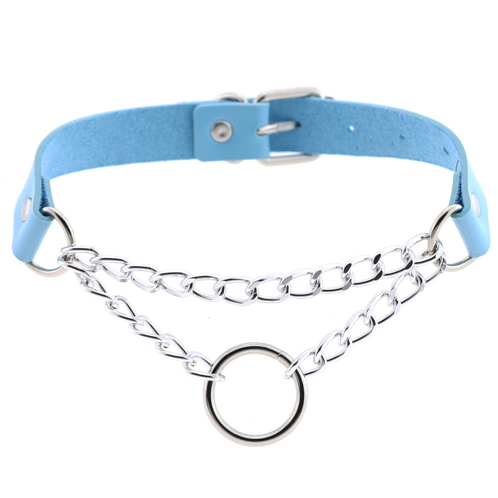 Fashion Leather Neckband Punk Street Shot Chain Neck Necklaces