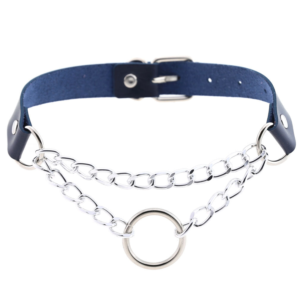 Fashion Leather Neckband Punk Street Shot Chain Neck Necklaces