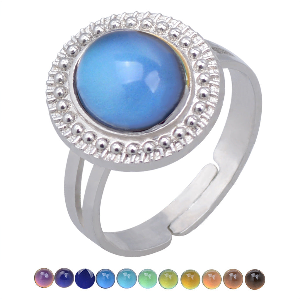 Women's Retro Court Gem Adjustable Opening Rings