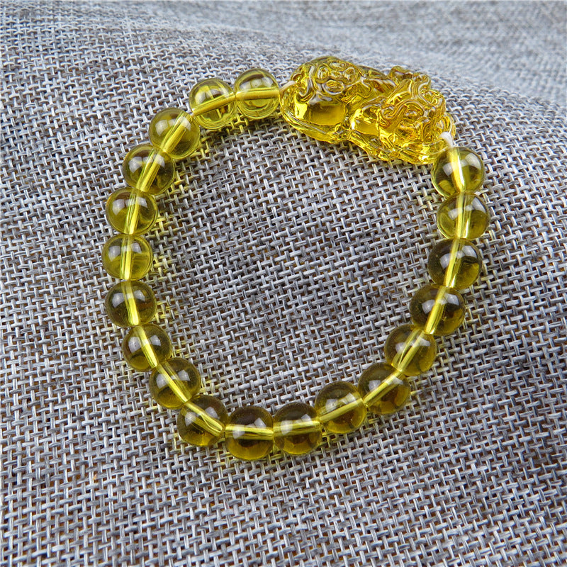 Imitation Citrine Beads Rosary Peace Lucky Bracelet
