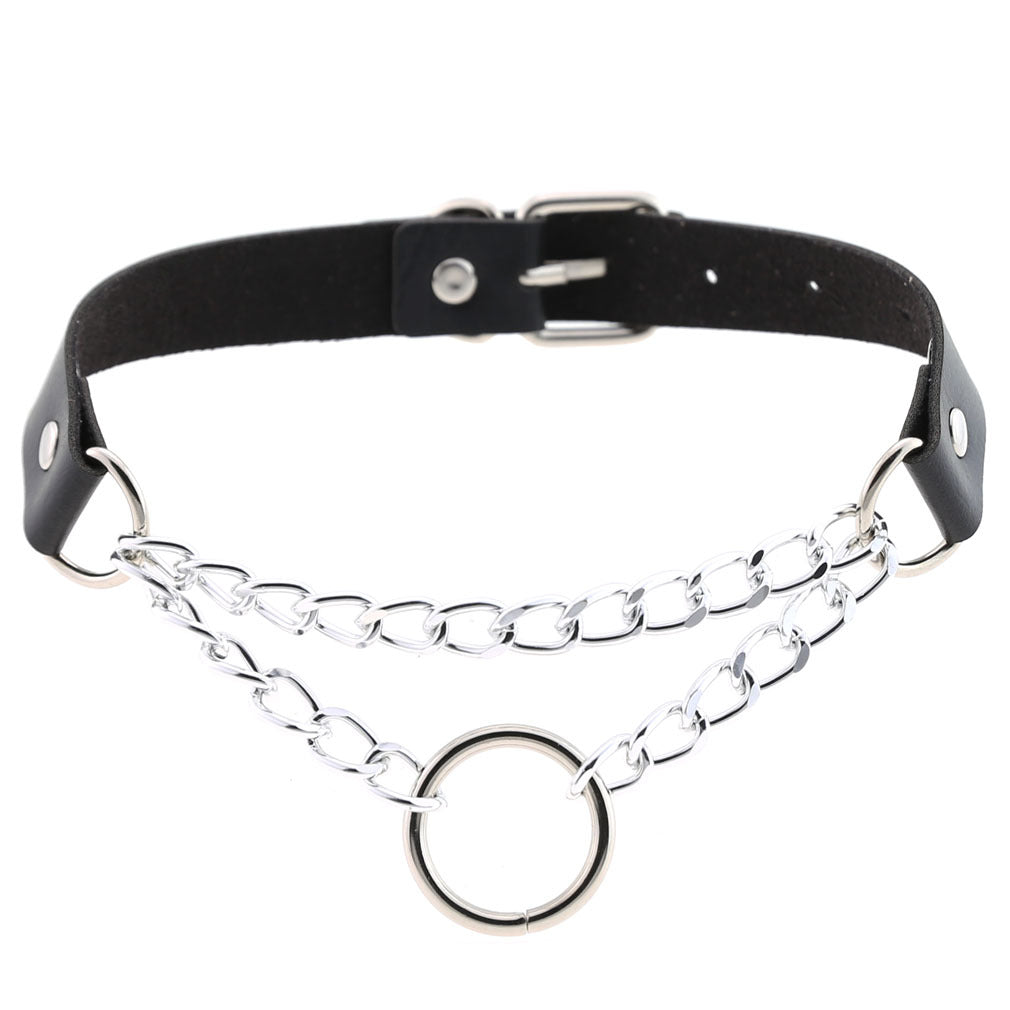 Fashion Leather Neckband Punk Street Shot Chain Neck Necklaces