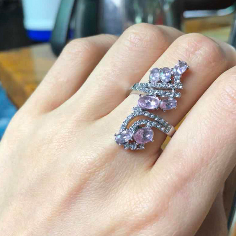 Multicolor Zircon Inlaid Fine Rhinestone Fashion Trendy Rings