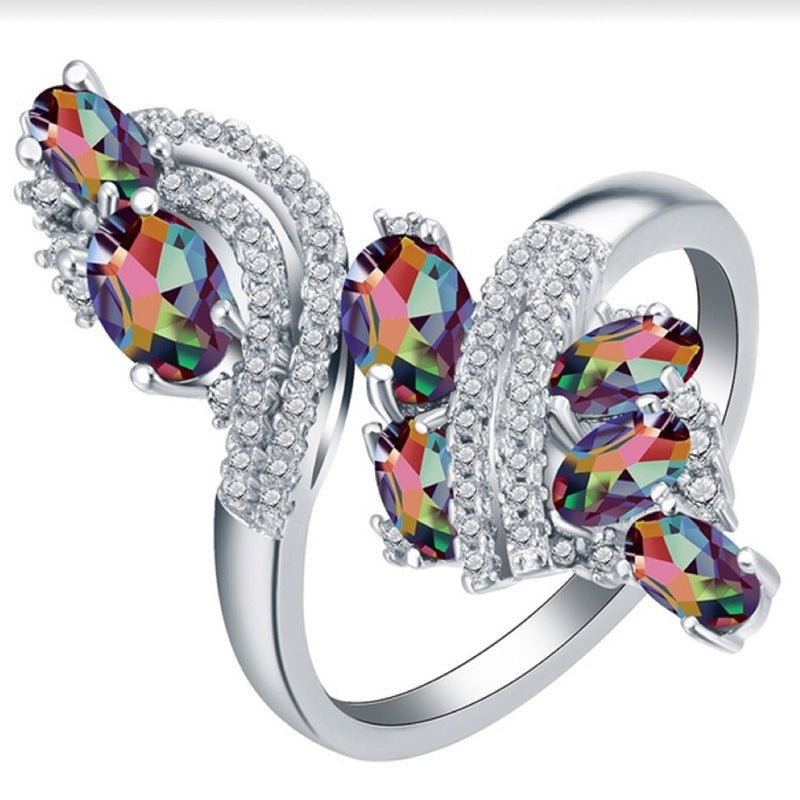 Multicolor Zircon Inlaid Fine Rhinestone Fashion Trendy Rings