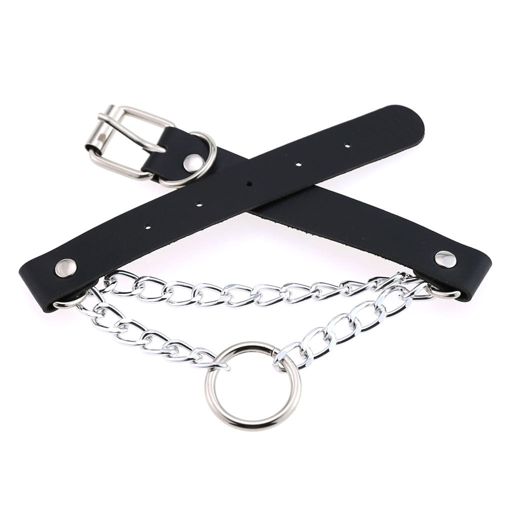 Fashion Leather Neckband Punk Street Shot Chain Neck Necklaces