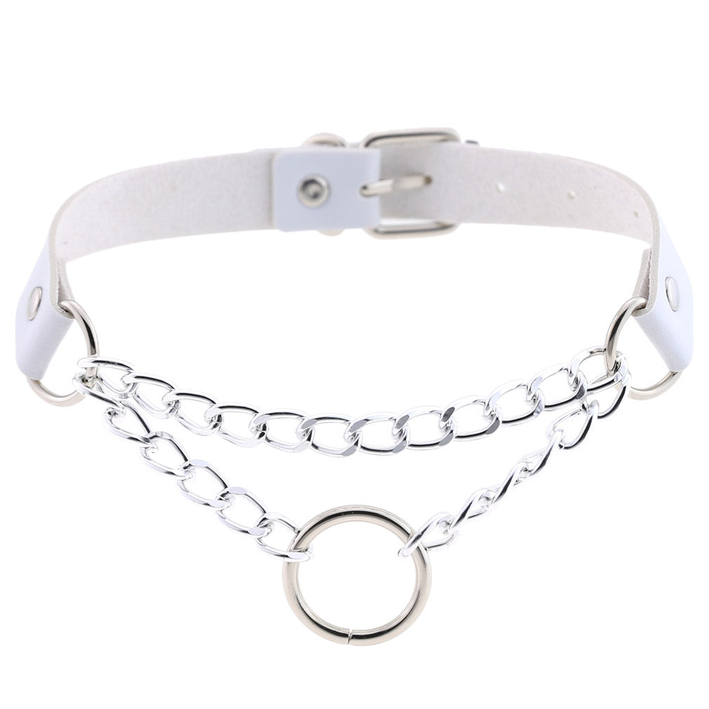 Fashion Leather Neckband Punk Street Shot Chain Neck Necklaces