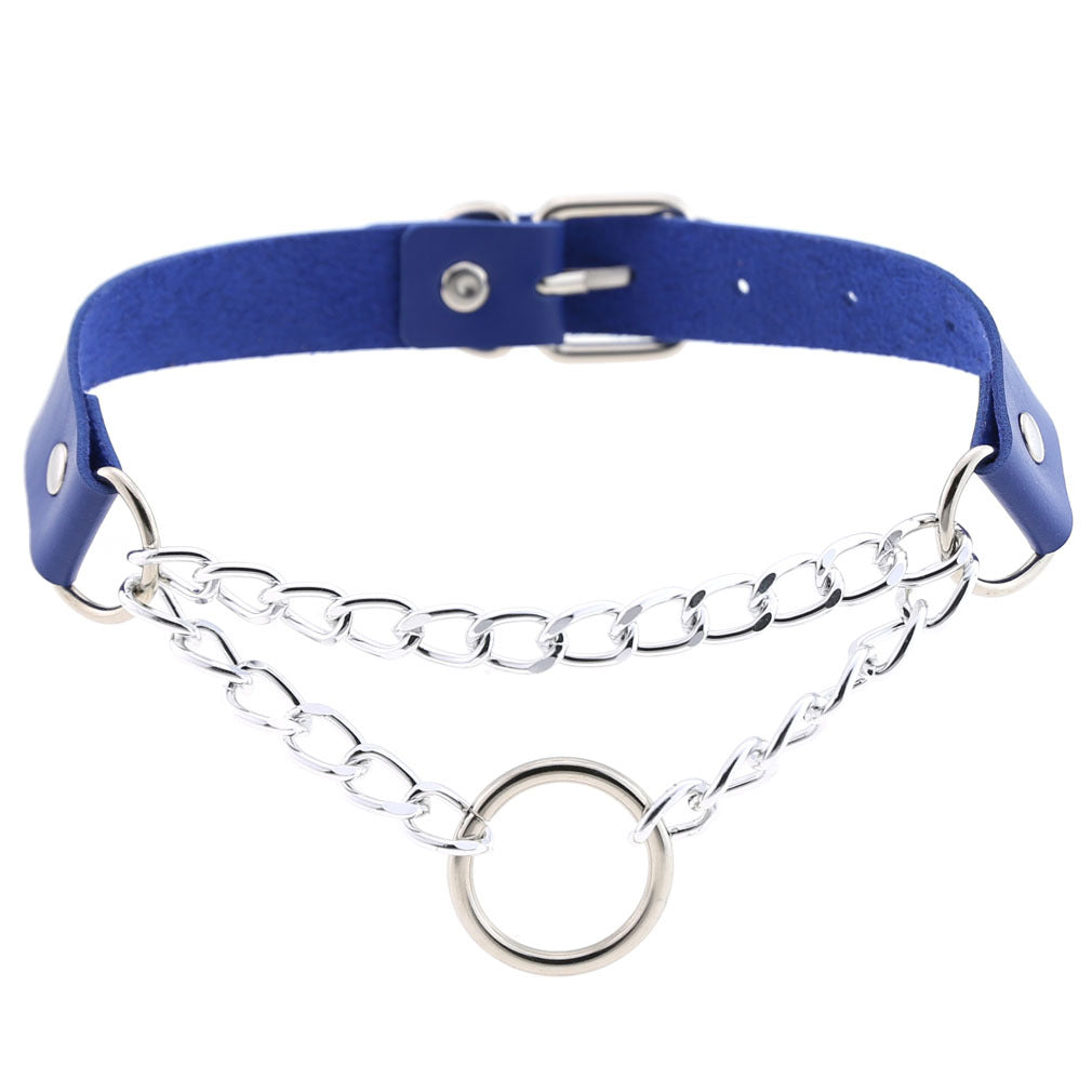 Fashion Leather Neckband Punk Street Shot Chain Neck Necklaces