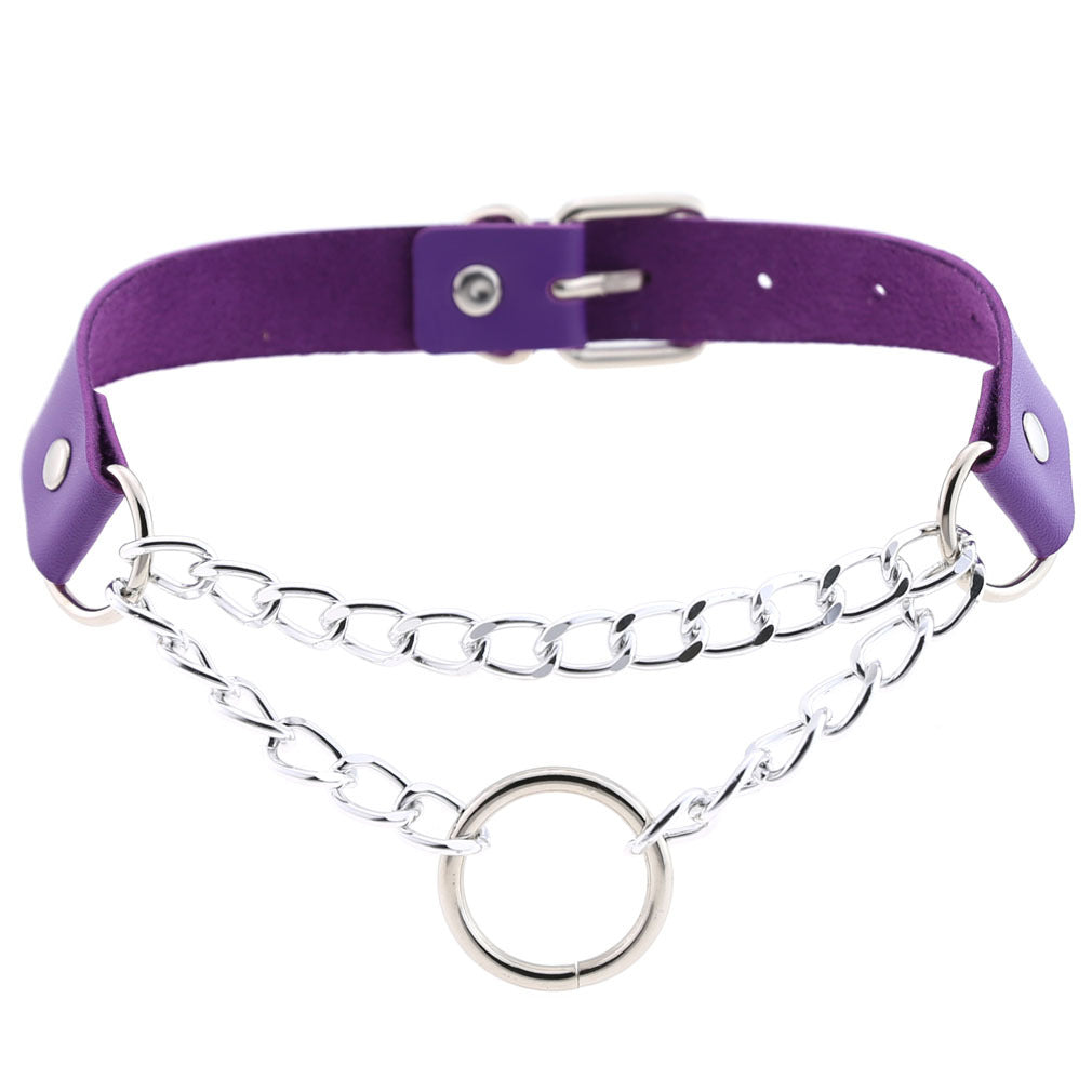 Fashion Leather Neckband Punk Street Shot Chain Neck Necklaces