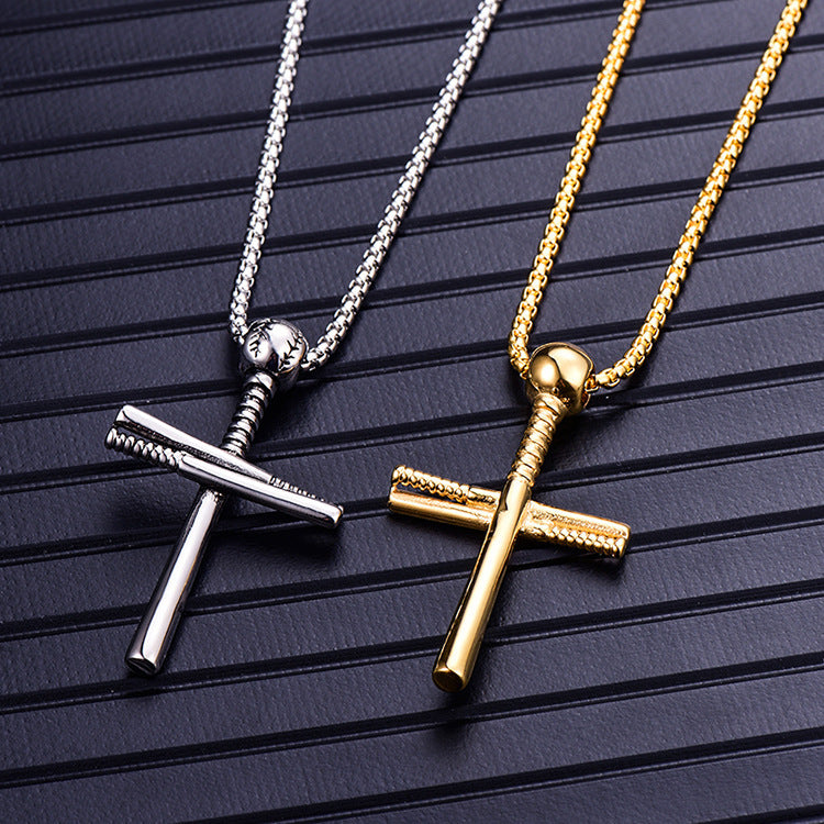 Men's Promotional Baseball Cross Stainless Steel Titanium Pendants