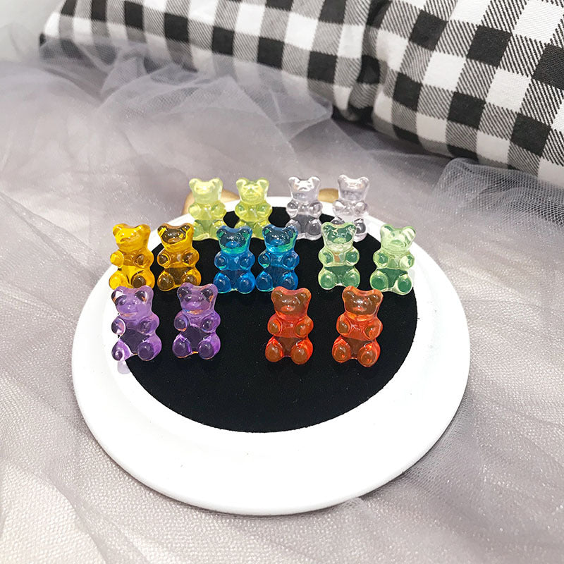 Cartoon Bear Ear Soft Creative Transparent Earrings