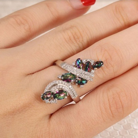 Multicolor Zircon Inlaid Fine Rhinestone Fashion Trendy Rings