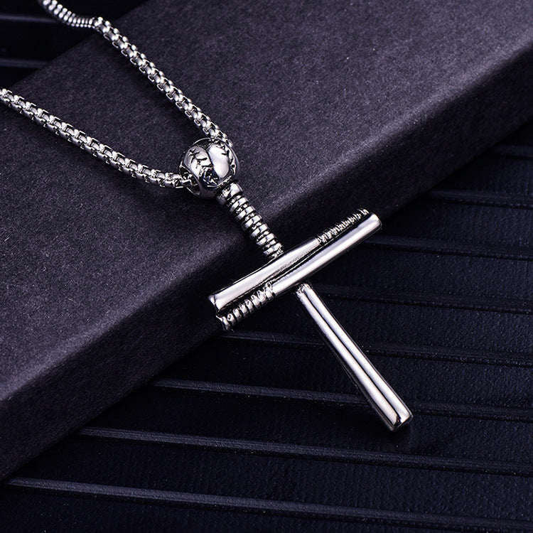 Men's Promotional Baseball Cross Stainless Steel Titanium Pendants
