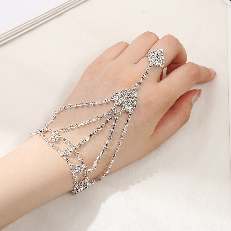 Women's Fashion Diamond Integrated Chain Latin Dance Finger Bracelets