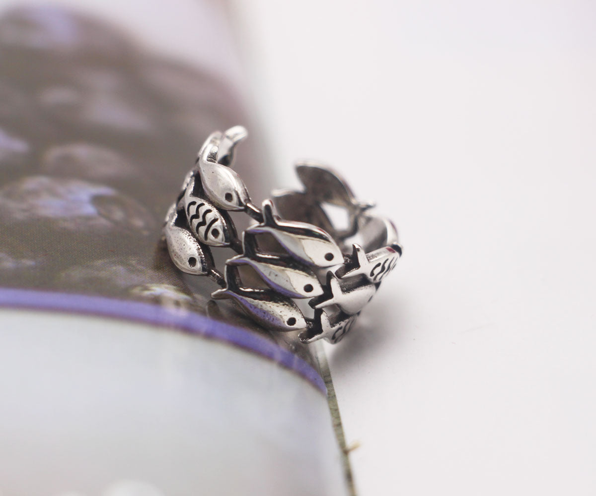 Korean Style Imitation Thai Sier Three Rows Ring