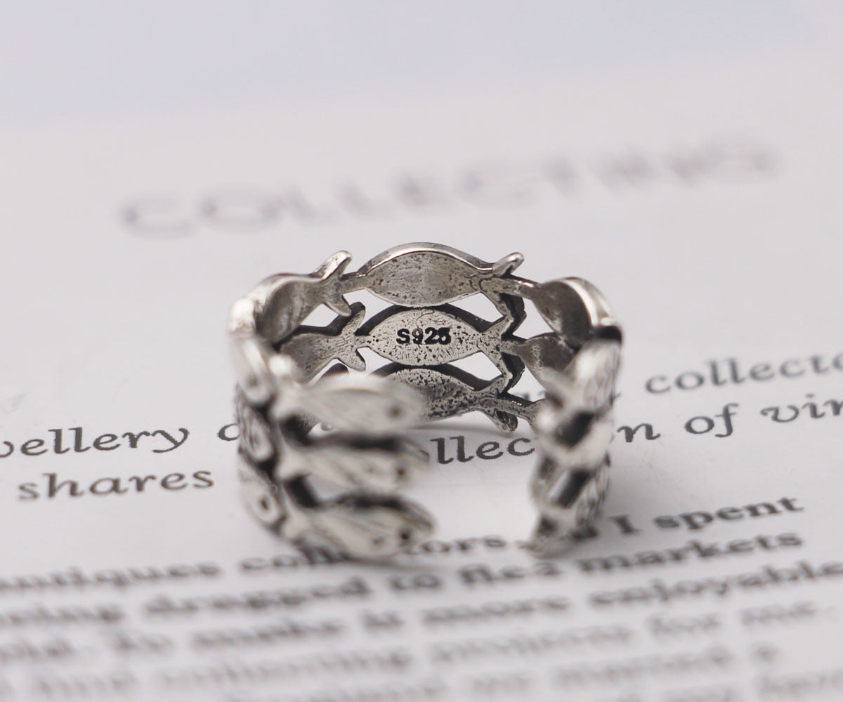 Korean Style Imitation Thai Sier Three Rows Ring