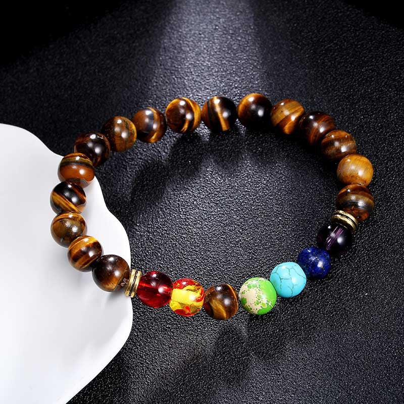 Women's & Men's Colorful Volcanic Stone Handmade Beaded Palm Peach Bracelet