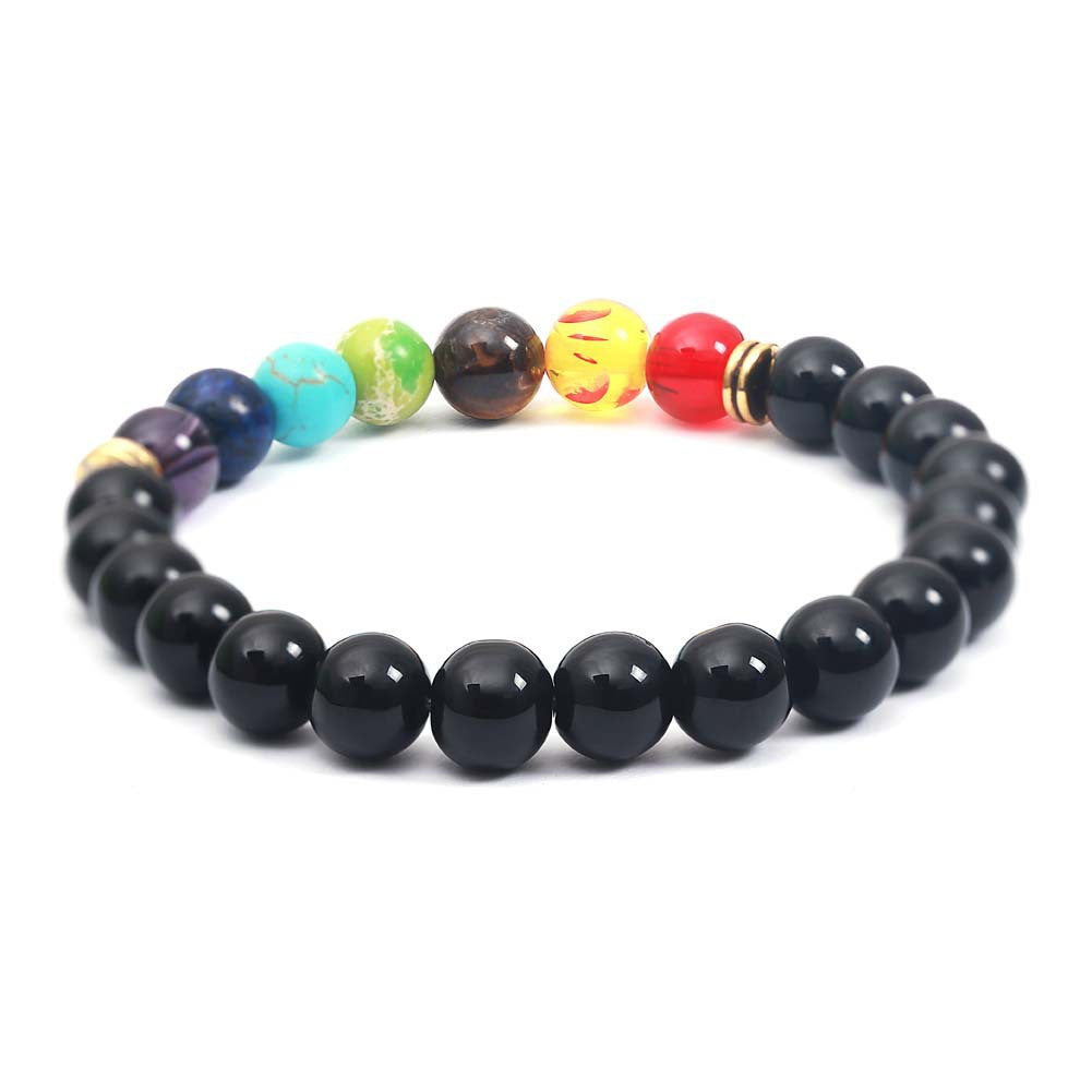 Women's & Men's Colorful Volcanic Stone Handmade Beaded Palm Peach Bracelet