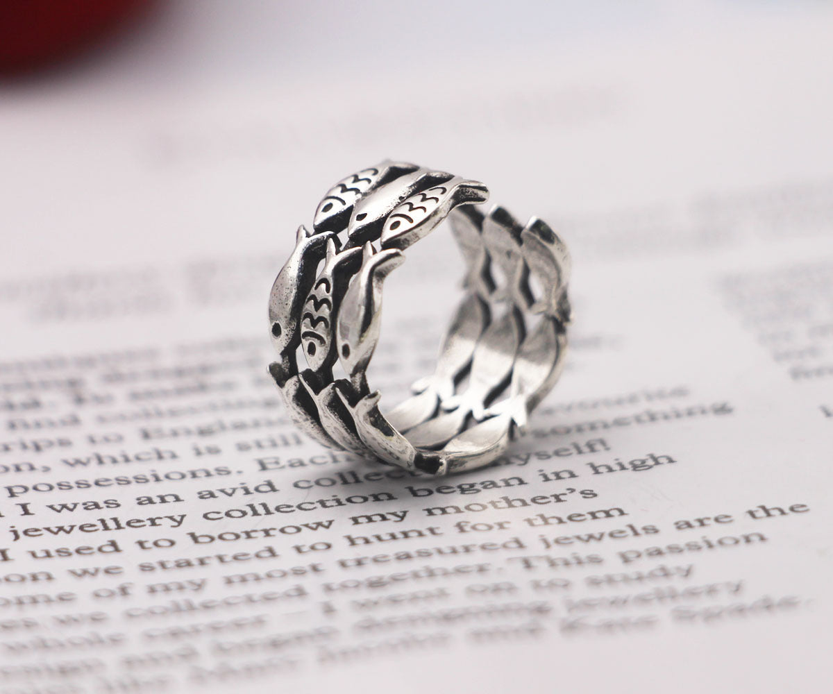 Korean Style Imitation Thai Sier Three Rows Ring