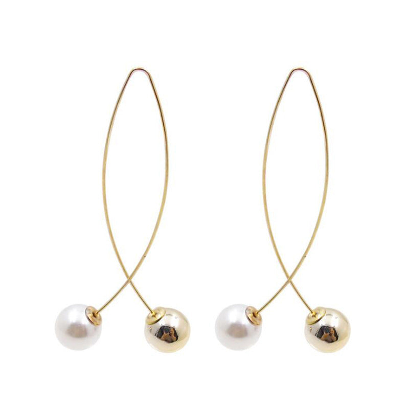 Women's Korean Style Cross Pearl Fish-shaped Long Simple Rings